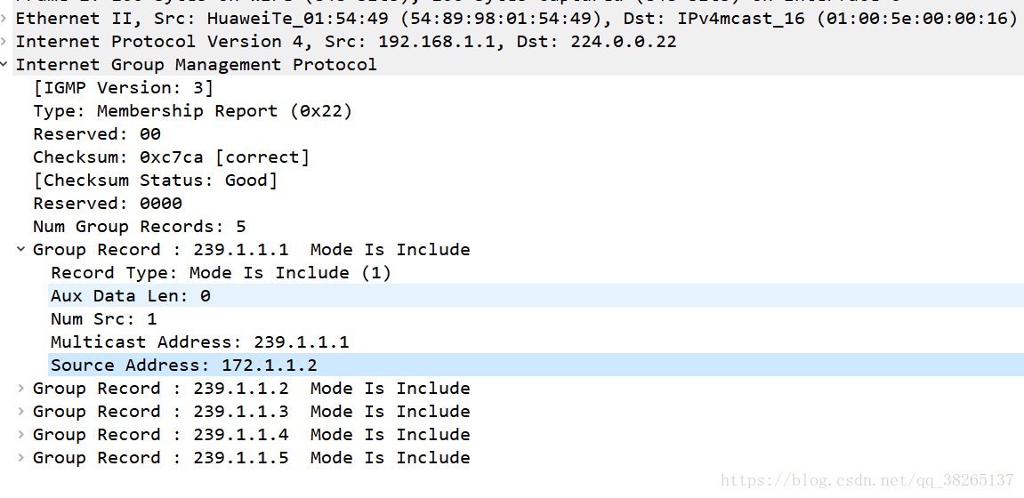 IGMPv3报告报文示例