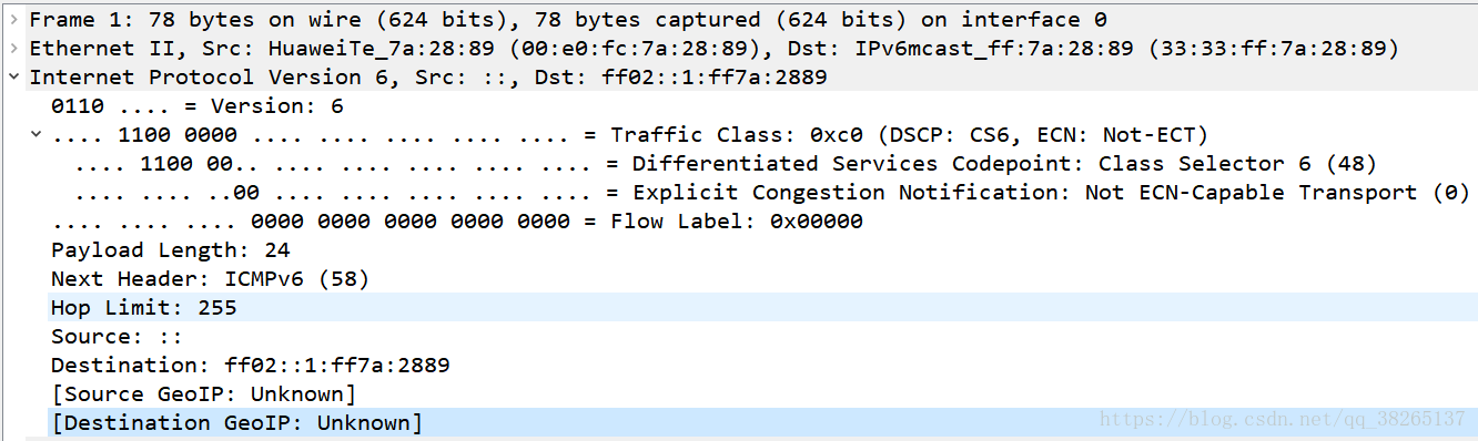 IPv6报文抓包示例